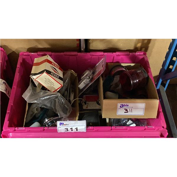 BIN OF ASSORTED MARINE LIGHTS & HARDWARE *BIN NOT INCLUDED*