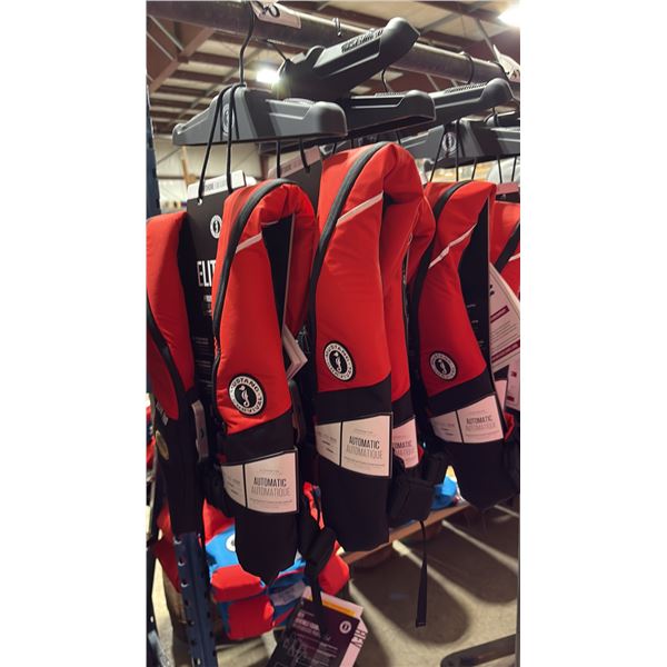 4 MUSTANG SURVIVAL ELITE 190 RED AUTOMATIC INFLATABLE LIFE JACKETS