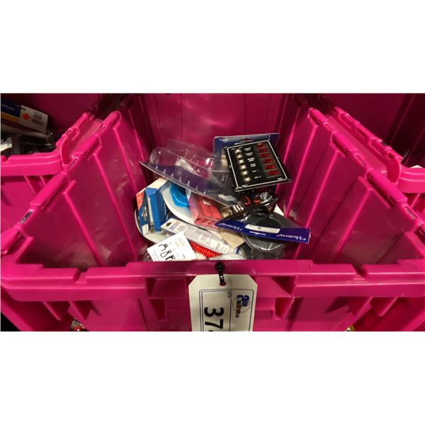 BIN OF ASSORTED MARINE ELECTRICAL PRODUCTS- SWITCH PANEL, KILL SWITCHES, ON/OFF SWITCHES, CABEL
