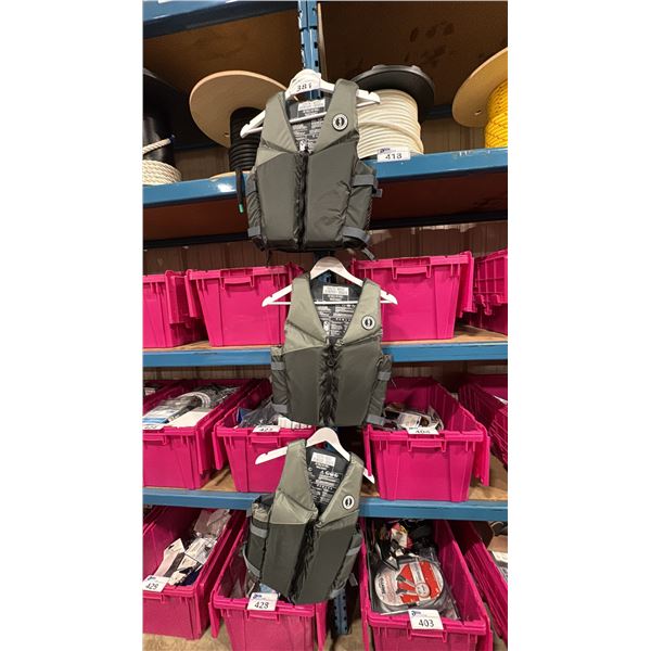 3 MUSTANG SURVIVAL GREY YOUTH/ADULT FOAM LIFE JACKETS