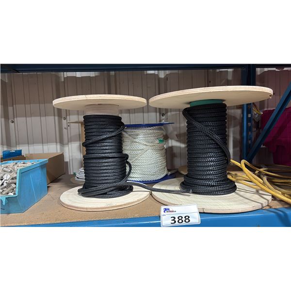 5 PARTIAL SPOOLS OF ASSORTED MARINE CORDAGE
