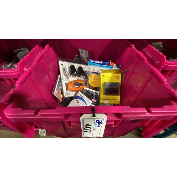BIN OF ASSORTED MARINE ITEMS- SMART PLUG CONNECTOR AND INLET, SHORE POWER CLIPS, AC DIGITAL