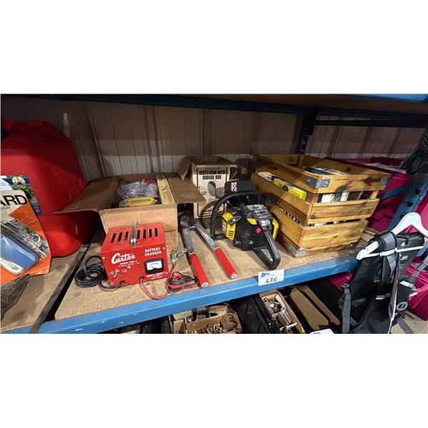 MAC 3200 GAS POWERED CHAINSAW, CARTER 6126-6 BATTERY CHARGER, WIND DIRECTION INDICATOR,