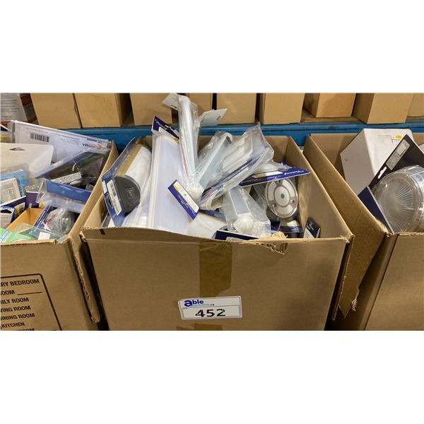 BOX OF ASSORTED MARINE ELECTRICAL & LIGHTING ITEMS