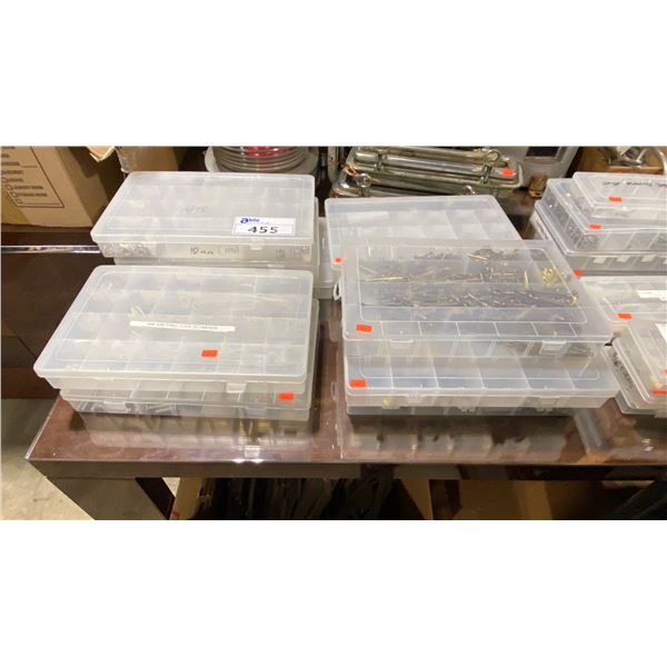 10 PLASTIC PARTS ORGANIZERS WITH ASSORTED MARINE HARDWARE