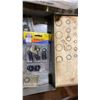 Image 10 : 14 PLASTIC PARTS ORGANIZERS WITH ASSORTED MARINE HARDWARE & METAL BOX OF O-RINGS