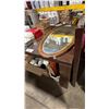 Image 2 : GLASS TOP DARK WOOD LACQUERED TABLE APPROX 81"L X 41.5"D X 3.5"H *SCUFF ON LEG*
