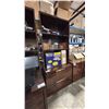 Image 2 : DARK WOOD LACQUERED BOOKSHELF WITH 2 LOCKING DRAWERS & STAINLESS STEEL HANDLES