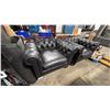 Image 2 : PAIR OF BLACK LEATHER MOBILE ARM CHAIRS WITH CHROME ACCENTS