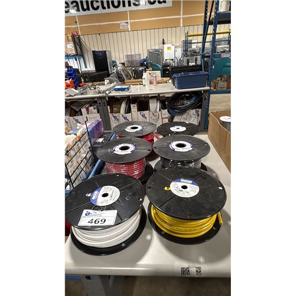 6 SPOOLS OF ASSORTED MARINE GRADE ELECTRICAL WIRE