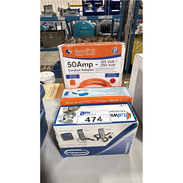 50 AMP CORDSET ADAPTER, MZ ELECTRONIC CHAIN COUNTER & BLUE SMART IP67 CHARGER NEMA 5-15
