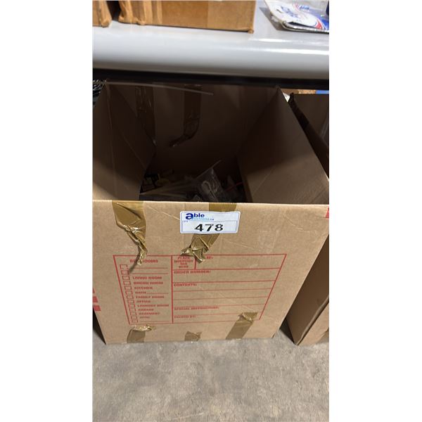 BOX OF ASSORTED MARINE ELECTRICAL PARTS & HARDWARE