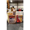 Image 3 : BOX OF ASSORTED MARINE CLEANERS, OILS, POLISH, POWER STEERING FLUID, HYDRAULIC STEERING FLUID, GAS