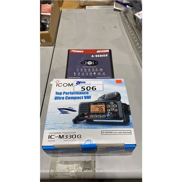 ICOM IC-M330G VHF MARINE TRANSMITTER & RIGID A-SERIES LED ACCESSORY LIGHT