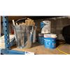 Image 1 : 2 PAILS OF INTERLUX BOTTOMKOTE-CA IN BLUE, SPLASHZONE COMPOUND AND 2 BUCKETS OF PAINT STIRRERS