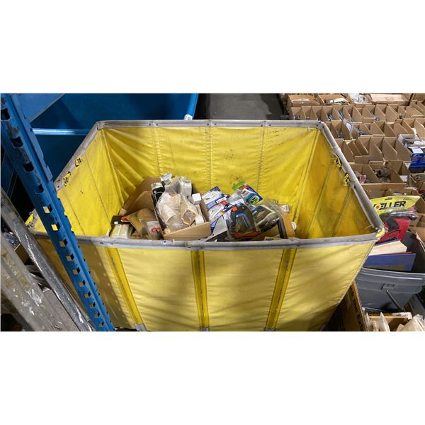 BIN OF ASSORTED MARINE RETAIL PRODUCT- FENDER LOCKS, FENDER TENDERS, FENDER HOLDERS, BOAT STRIPING