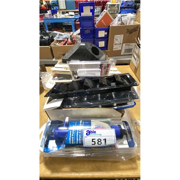 ANTIFREEZE HAND PUMP KIT, ASSORTED VENT COVERS, FLOAT SWITCH & PORT HOLES