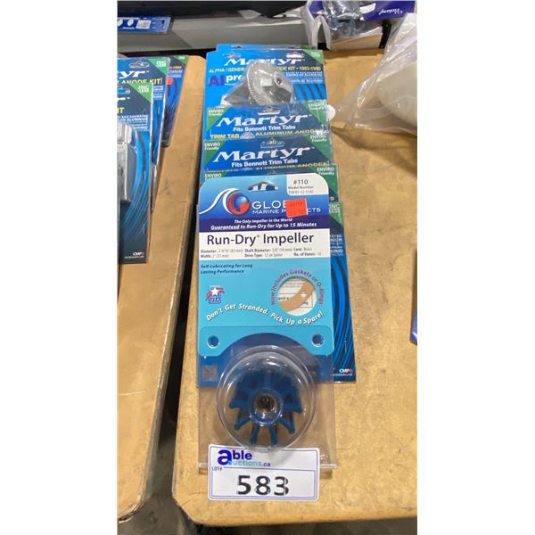 6 MARTYR ANODE KITS & GLOBE #110 RUN DRY IMPELLER