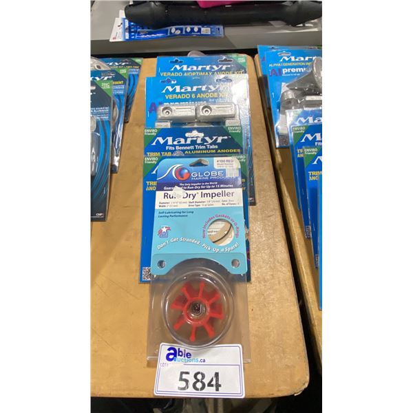 5 MARTYR ANODE KITS & GLOBE #100 RUN DRY IMPELLER
