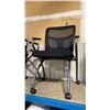 Image 2 : 6 BLACK MOBILE PADDED FOLDING CLIENT CHAIRS *ONE HAS DAMAGED WHEEL*