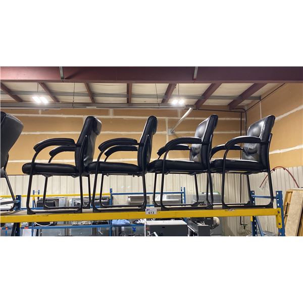 4 BLACK PADDED LEATHER LOOK CLIENT CHAIRS