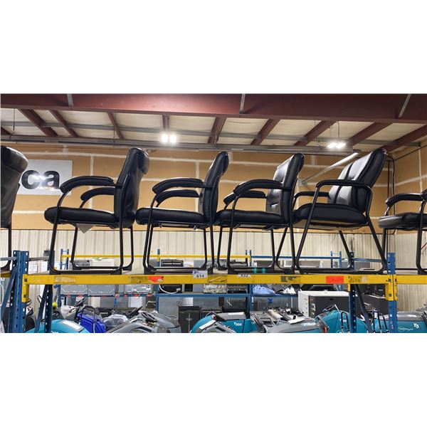 4 BLACK PADDED LEATHER LOOK CLIENT CHAIRS