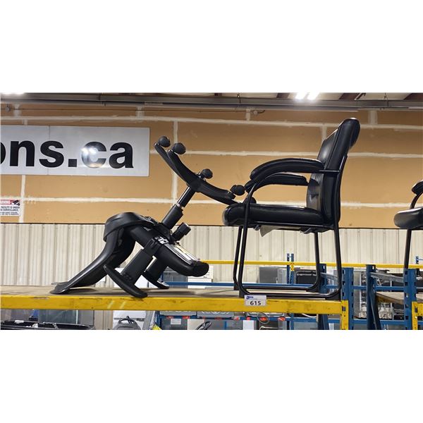 BLACK MOBILE OFFICE CHAIR & BLACK PADDED LEATHER LOOK CLIENT CHAIR