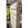 Image 4 : GREY METAL ADJUSTABLE RETAIL SHELVING WITH WHITE SLAT BACK APPROX 98"L X 26"D X 84"H
