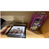 Image 6 : SMALL WOODEN BOOKSHELF WITH ASSORTED MARINE ITEMS, SMALL SHOPPING CART, BUCKET OF VINTAGE MARINE