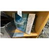 Image 9 : SMALL WOODEN BOOKSHELF WITH ASSORTED MARINE ITEMS, SMALL SHOPPING CART, BUCKET OF VINTAGE MARINE