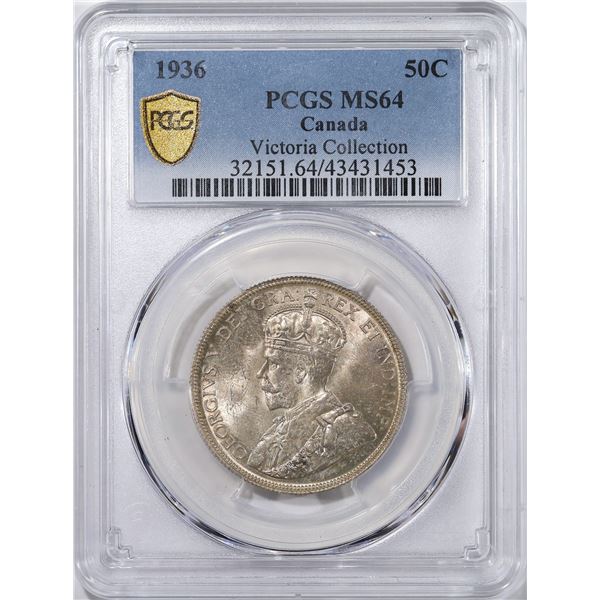 1936 Canada 50¢ PCGS MS-64 (Ex Victoria Collection)