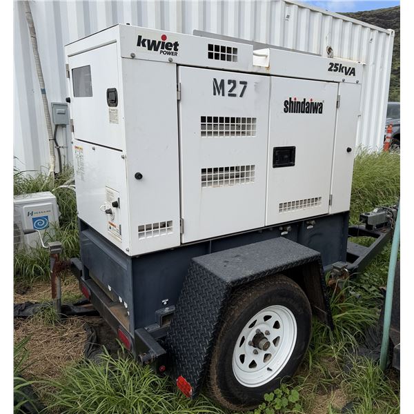 (M027) Shindaiwa 25kva Generator Model DGK25F (Starts & Runs See Video)