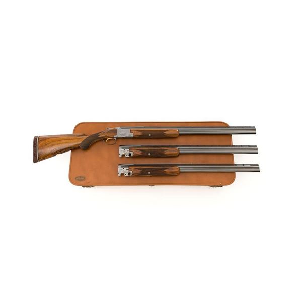 Scarce Baerten Engraved Browning Superposed Pointer Grade Small Frame Factory Three Barrel Set