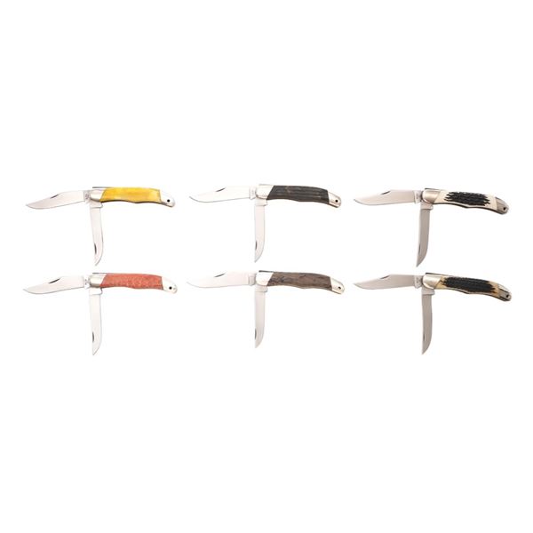 Lot of Six (6) Custom Handled Buck Model 317 Trailblazer Slipjoint Folding Knives