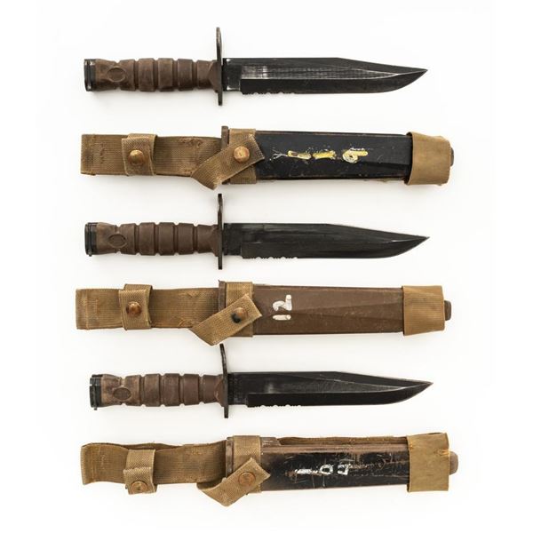 Lot of Three (3) U.S. Marine Corp OKC (Ontario Knife Company) 3S Combat Knife/Bayonets with Scabbard