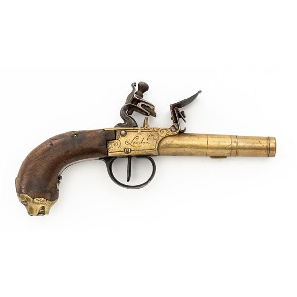 London Marked Brass Screw Barrel Flintlock Pistol