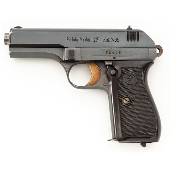 WWII German Proofed Czech Model 27 Semi-Automatic Pistol