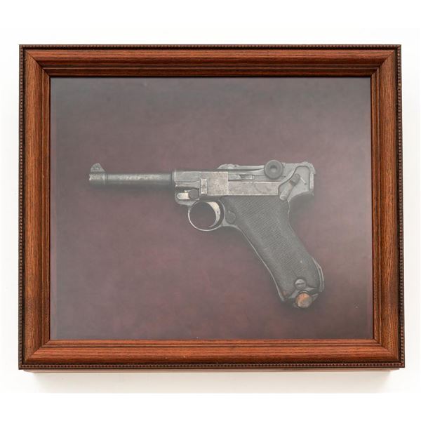 German Erfut P.08 Luger Semi-Automatic Pistol in Shadow Box Display
