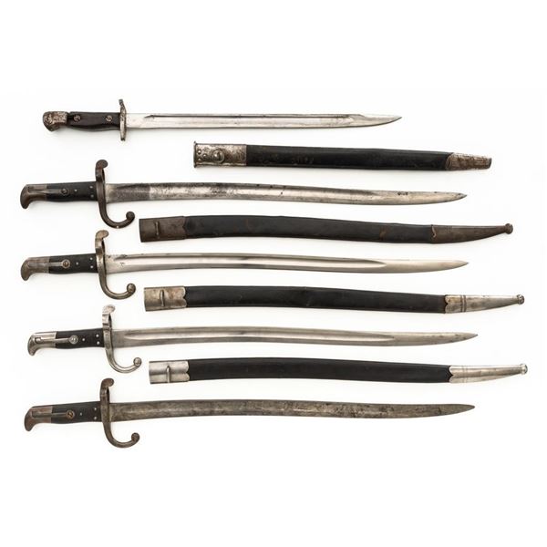 Lot of Four (4) Danish M1867 Remington Rolling Block Saber Bayonets and Australian SMLE Bayonet