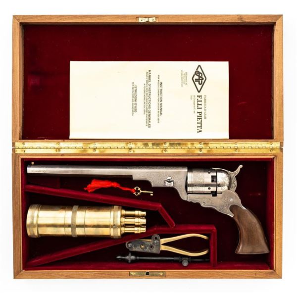 Italian Pietta Paterson Texas Model Black Powder Percussion Revolver with Case