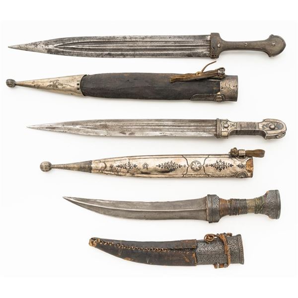 Lot of Three (3) Arab & Caucasian Daggers with Scabbards