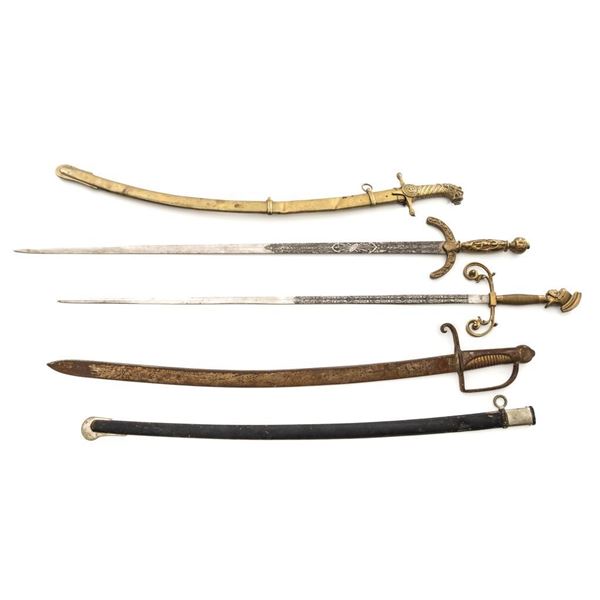 Lot of Four (4) Reproduction/Modern Swords & One Scabbard