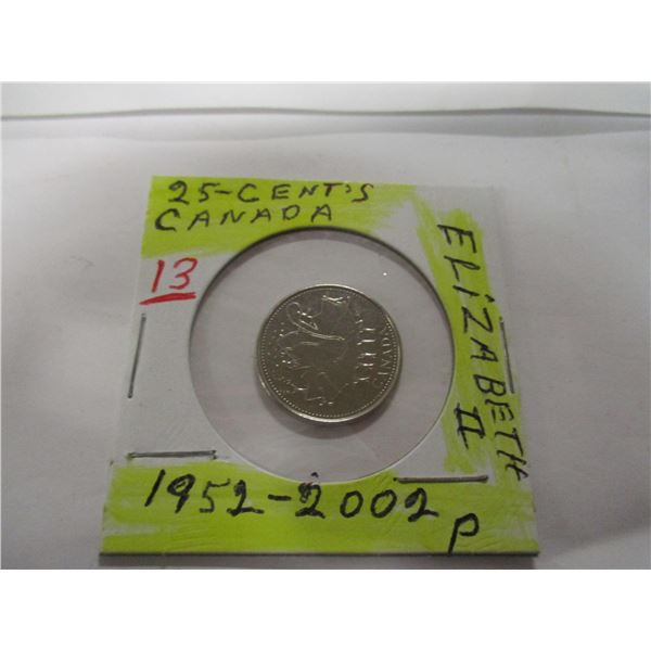1952 - 2002 QUEEN ELIZABETH II QUARTER (P)
