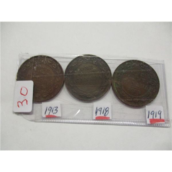 1913, 1918, 1919 KING GEORGE V CANADA PENNIES