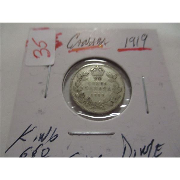 1919 KING GEORGE V CANADA SILVER DIME