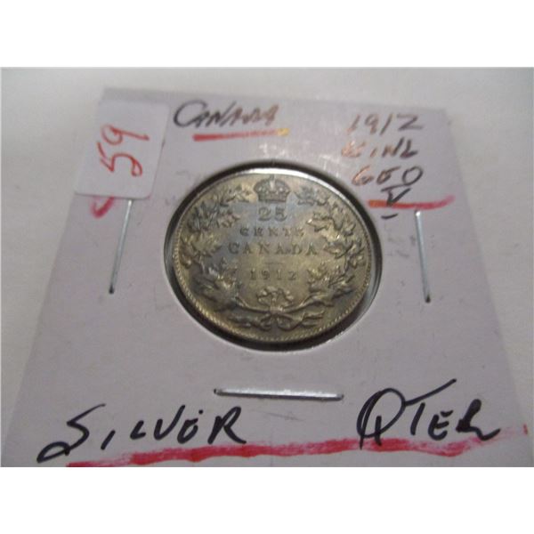 1912 KING GEORGE V CANADA SILVER QUARTER