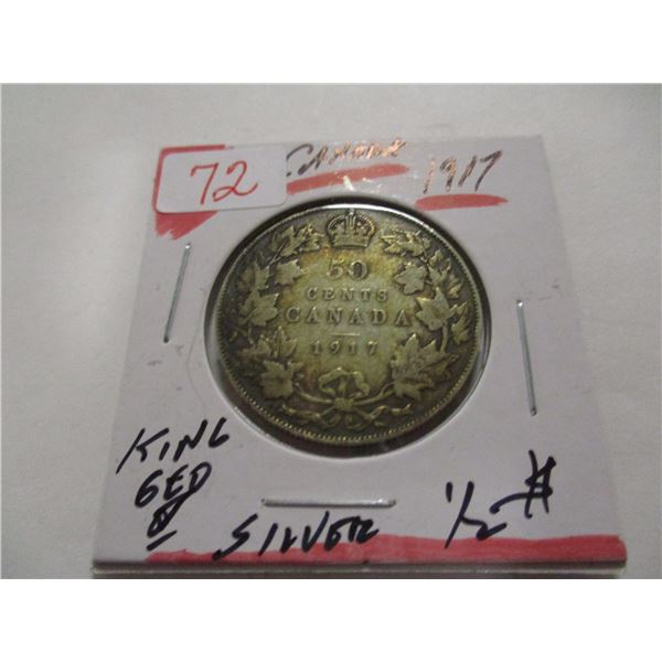 1917 KING GEORGE V CANADA SILVER HALF DOLLAR