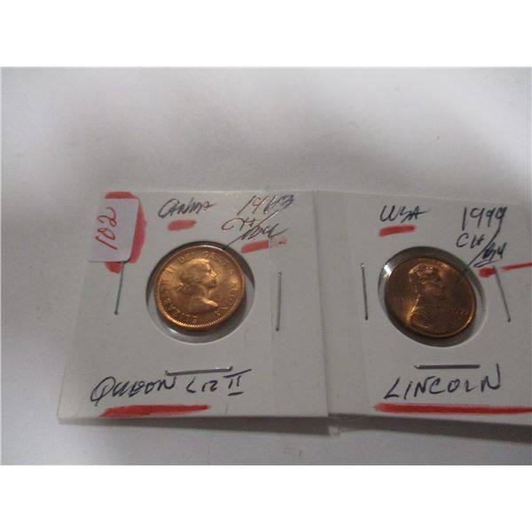 1963 CANADA & 1999 USA LINCOLN PENNY