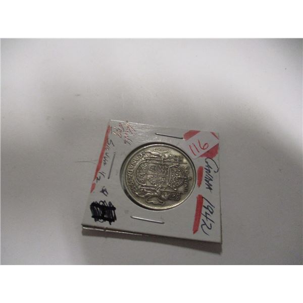 1942 KING GEORGE VI CANADA SILVER HALF DOLLAR