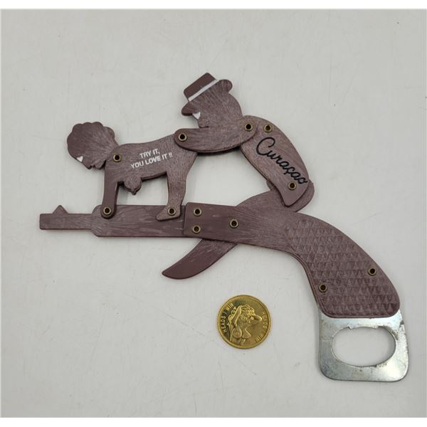 VTG Erotic Curacao Bottle Opener & Nude Heads or Tails Coin